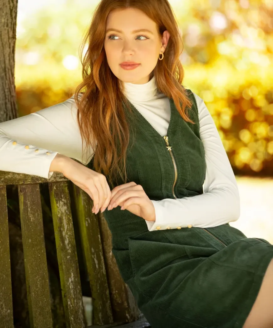 Confident Cord Pinafore Dress