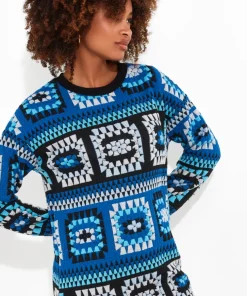 Crochet Effect Sweat Tunic Dress