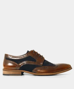 Dapper High Shine Leather And Suede Brogues