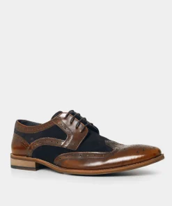 Dapper High Shine Leather And Suede Brogues
