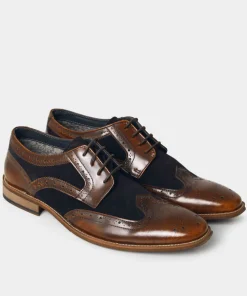 Dapper High Shine Leather And Suede Brogues