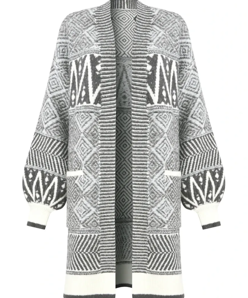 Dazzling Geo Balloon Sleeve Cardigan