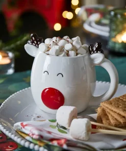 Festive White Reindeer Mug