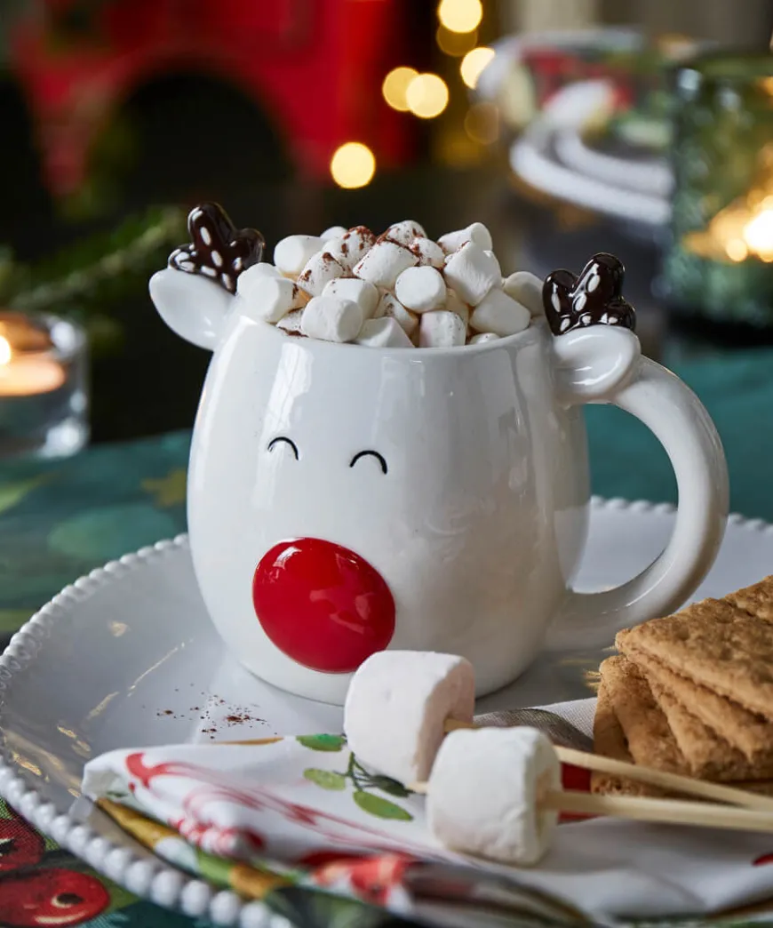 Festive White Reindeer Mug