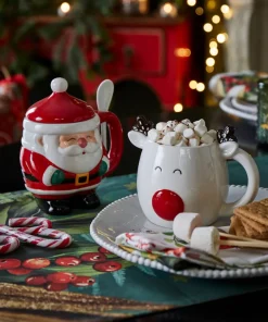 Festive White Reindeer Mug