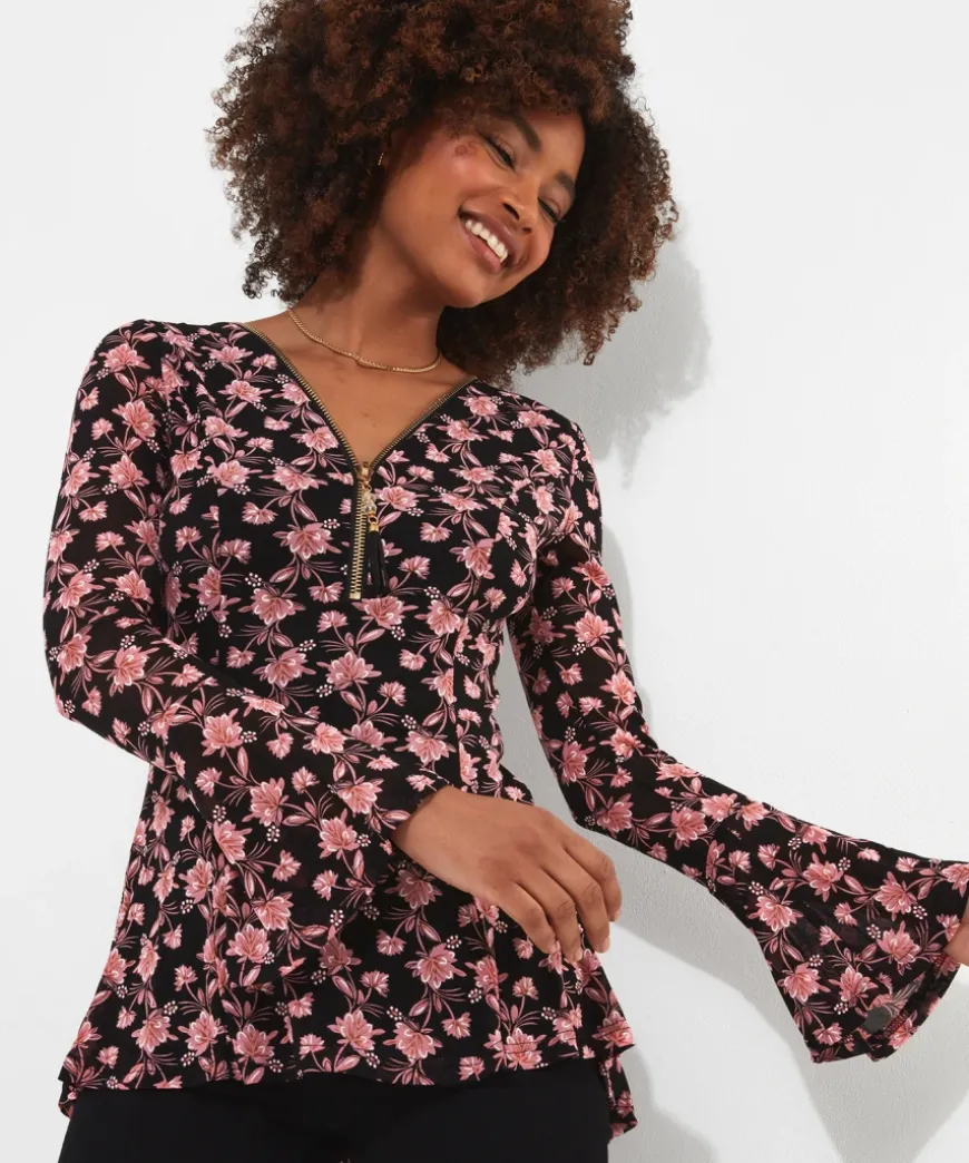 Floral Zip Top