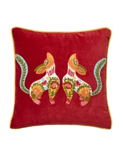 Folk Fox Crewel Work Cushion