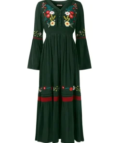 Folky Floral Embroidered Dress