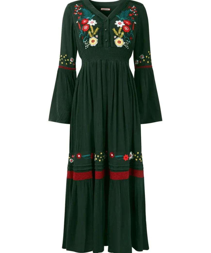 Folky Floral Embroidered Dress