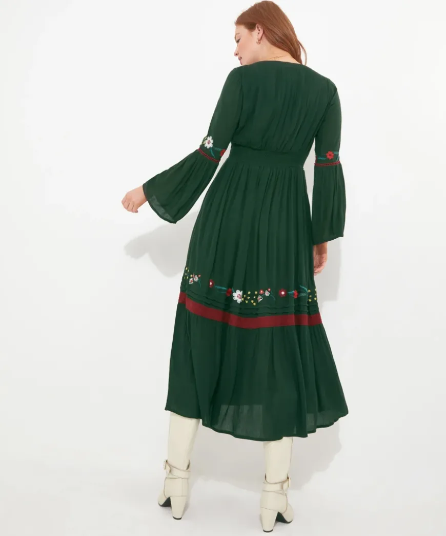 Folky Floral Embroidered Dress