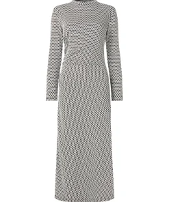 Geo Jacquard Ruched Side Jersey Dress