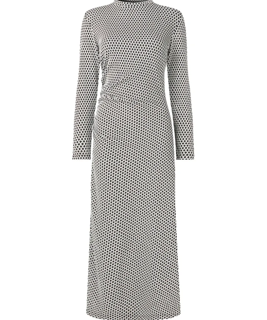 Geo Jacquard Ruched Side Jersey Dress