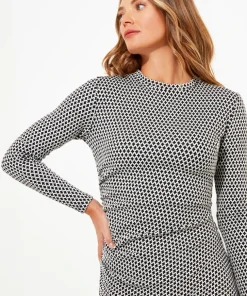 Geo Jacquard Ruched Side Jersey Dress