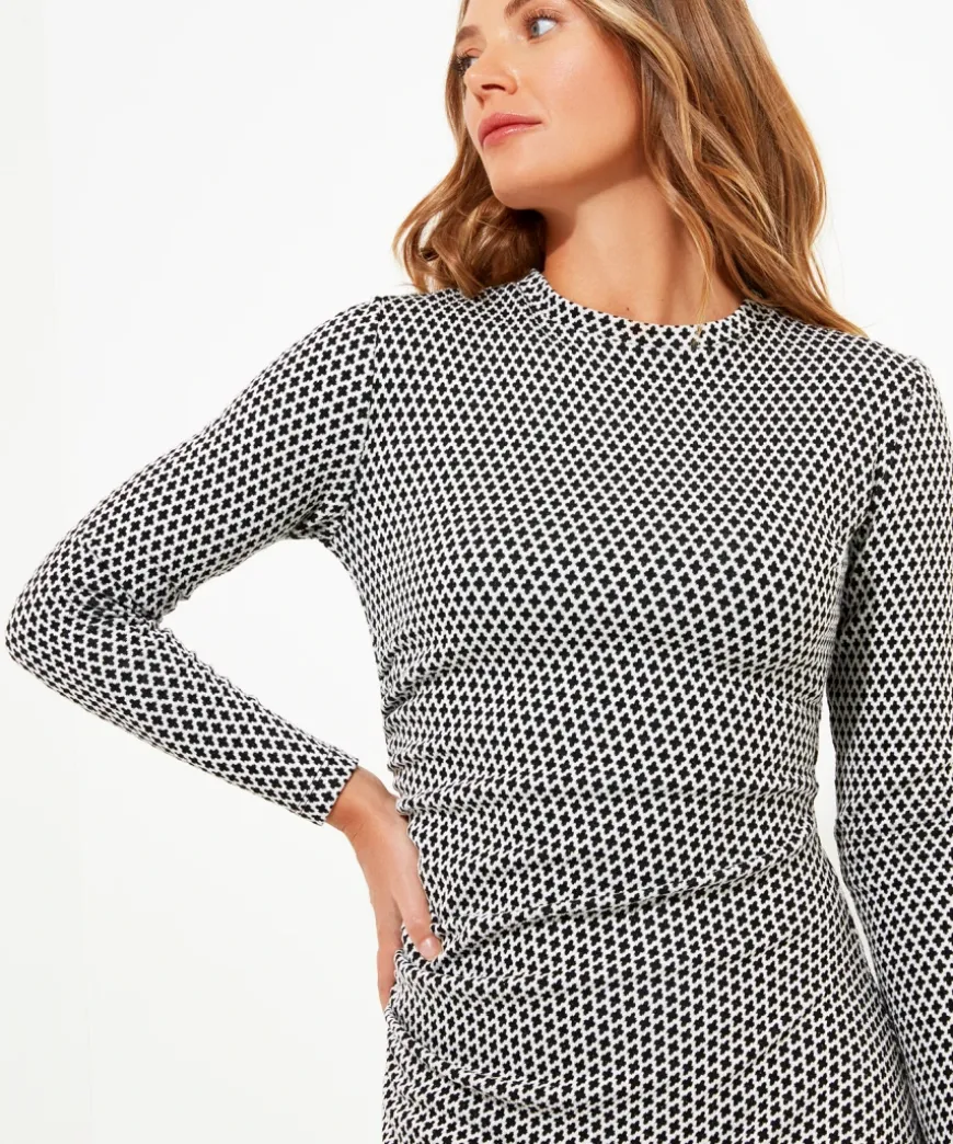 Geo Jacquard Ruched Side Jersey Dress