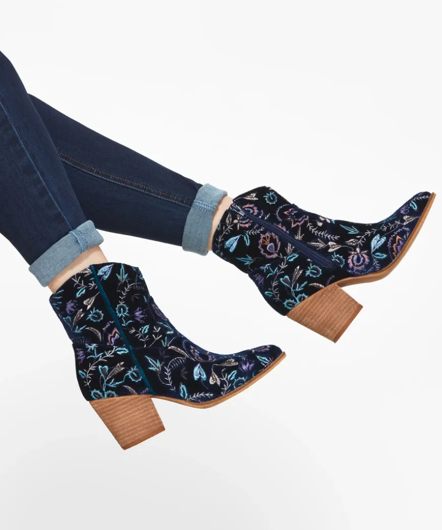 Gigi Embroidered Velvet Boots
