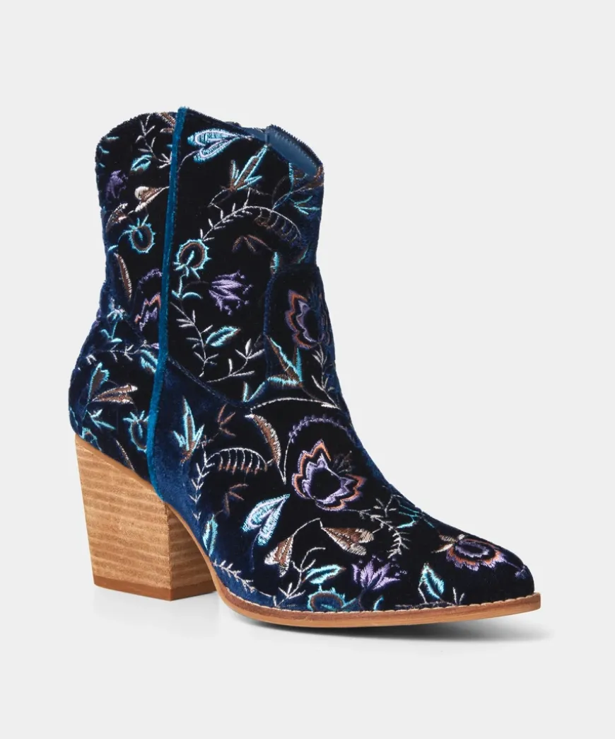 Gigi Embroidered Velvet Boots