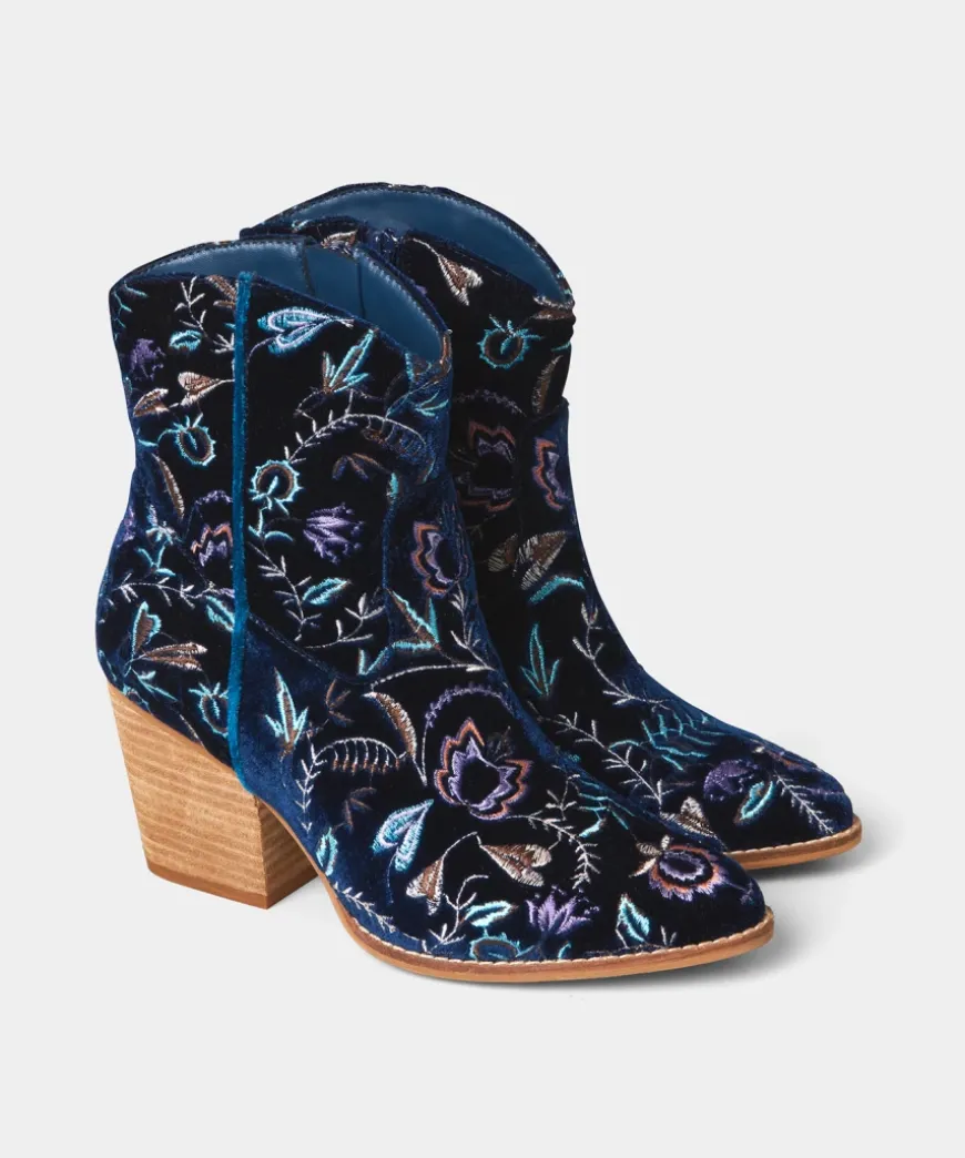 Gigi Embroidered Velvet Boots