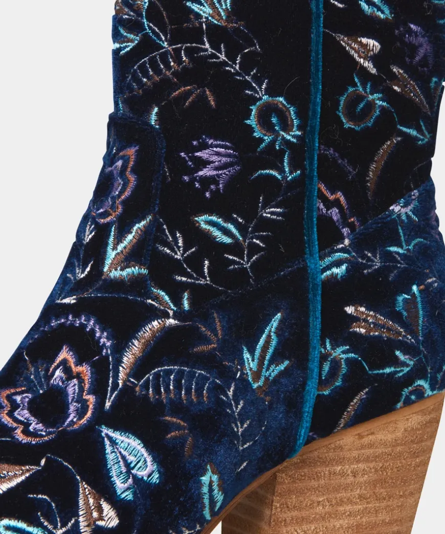 Gigi Embroidered Velvet Boots