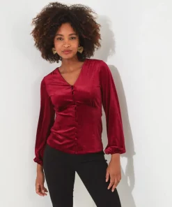 Gorgeous Velour Button Top