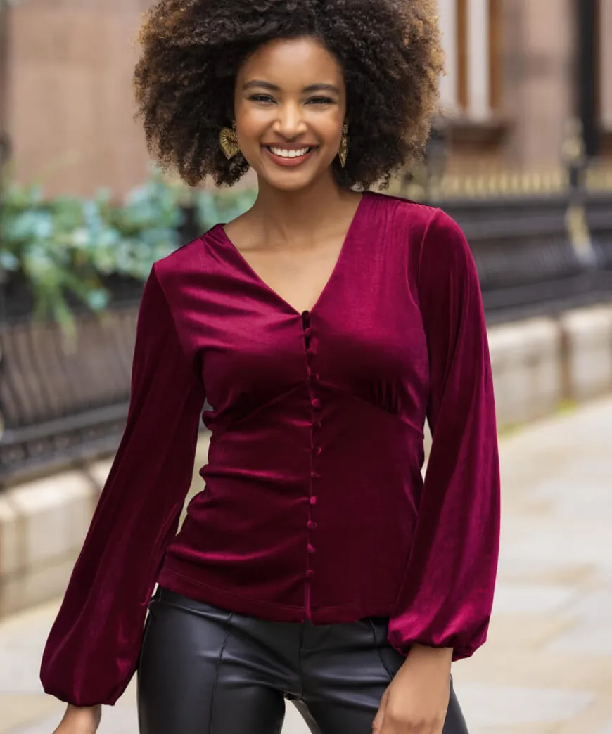 Gorgeous Velour Button Top