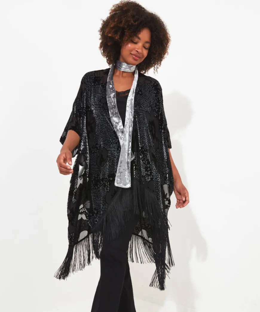 Lara Burn Out Tassel Kimono