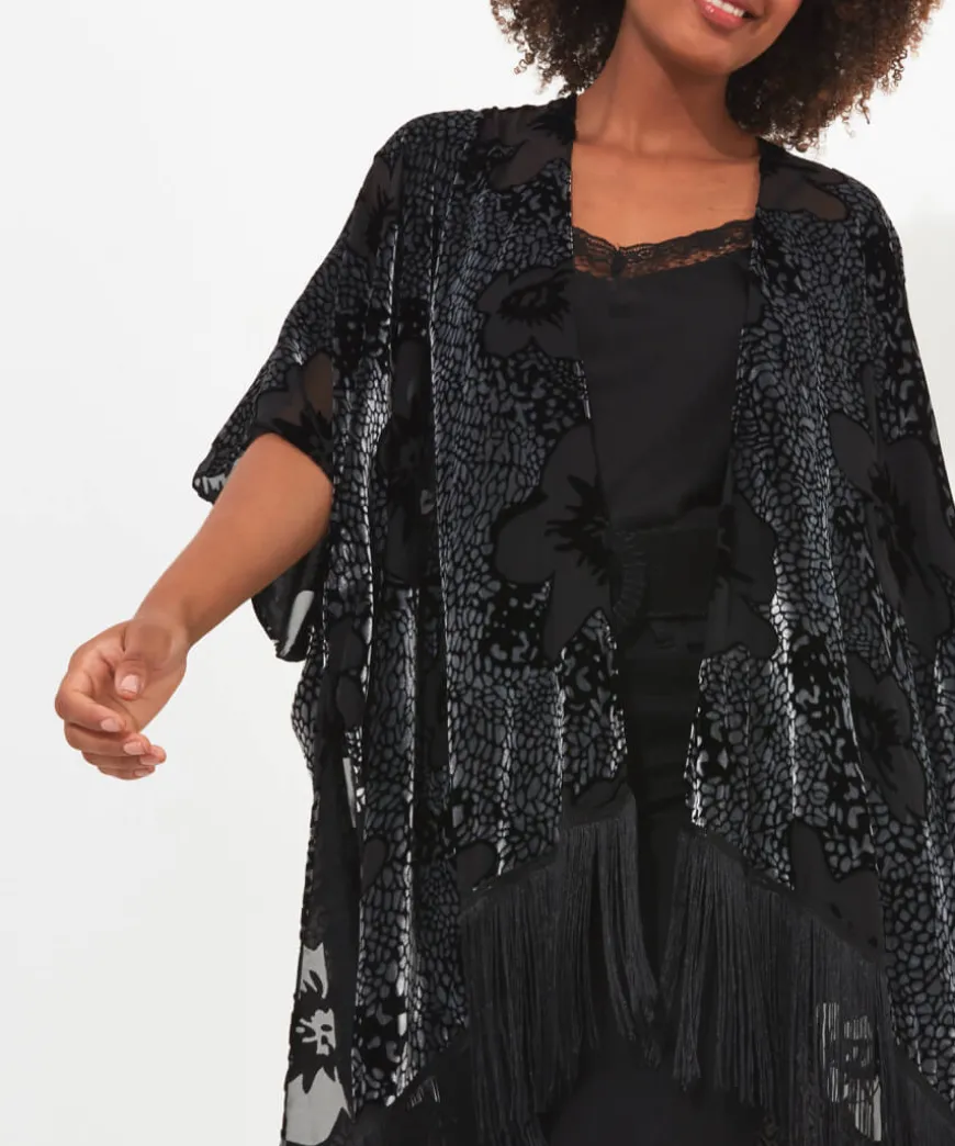 Lara Burn Out Tassel Kimono