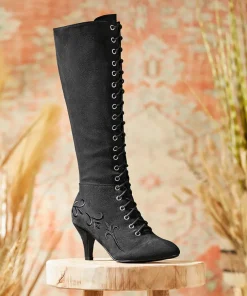 Layla Lace Up Embroidered Boots