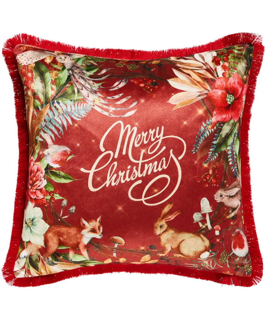 Merry Christmas Wreath Cushion