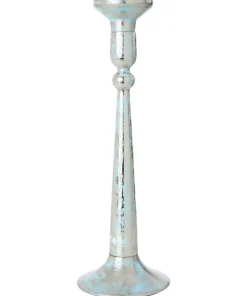 Nouveau Distressed Blue Candle Holder