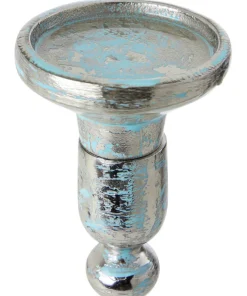 Nouveau Distressed Blue Candle Holder
