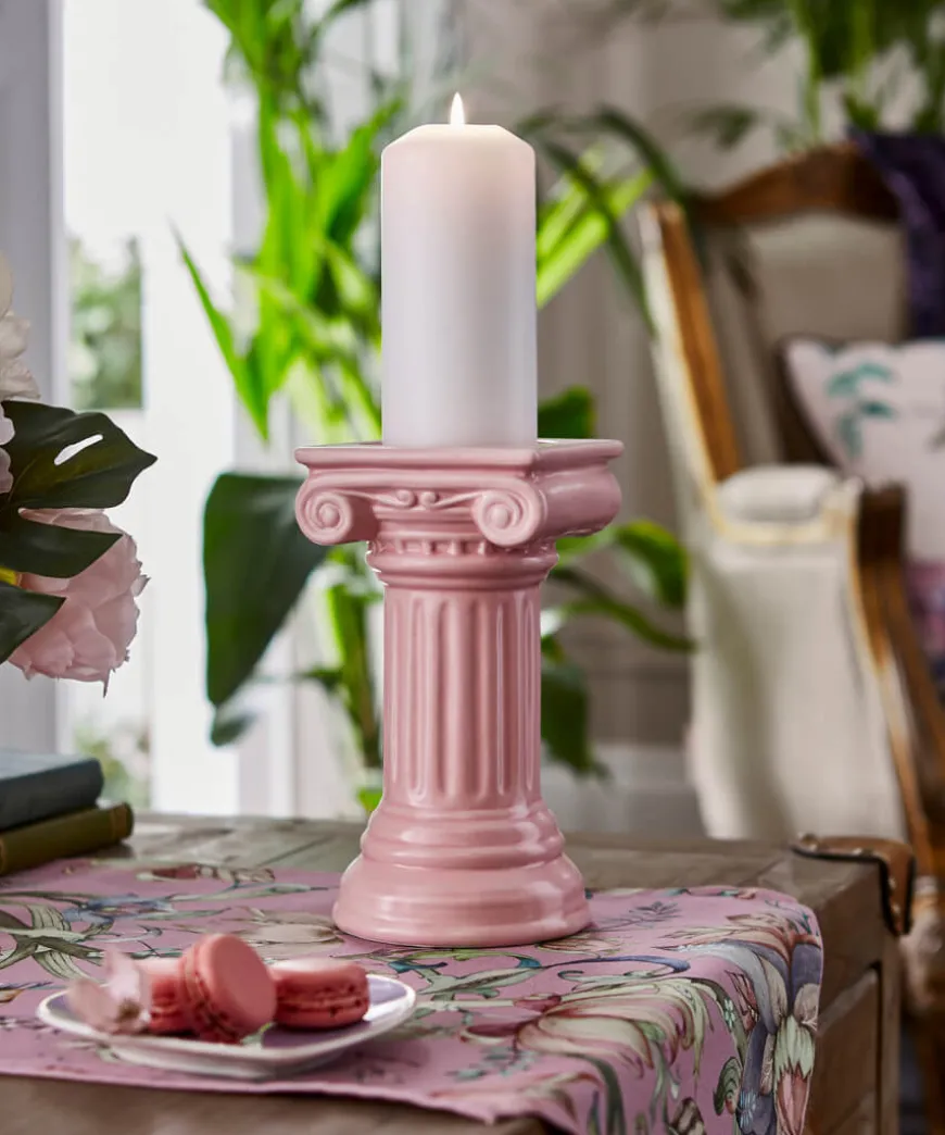 Nouveau Pink Grecian Candle Holder