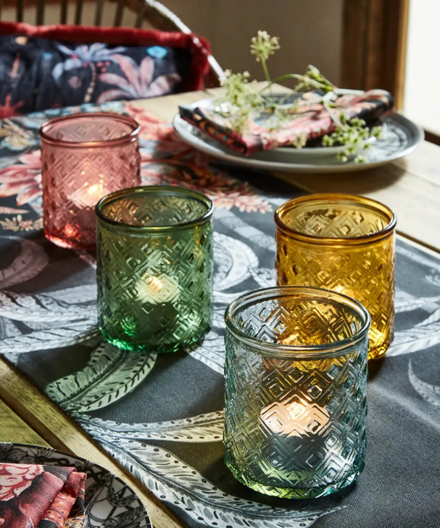 Pack Of 4 Recycled Glass Tealight Holders