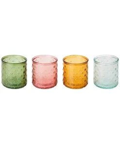 Pack Of 4 Recycled Glass Tealight Holders