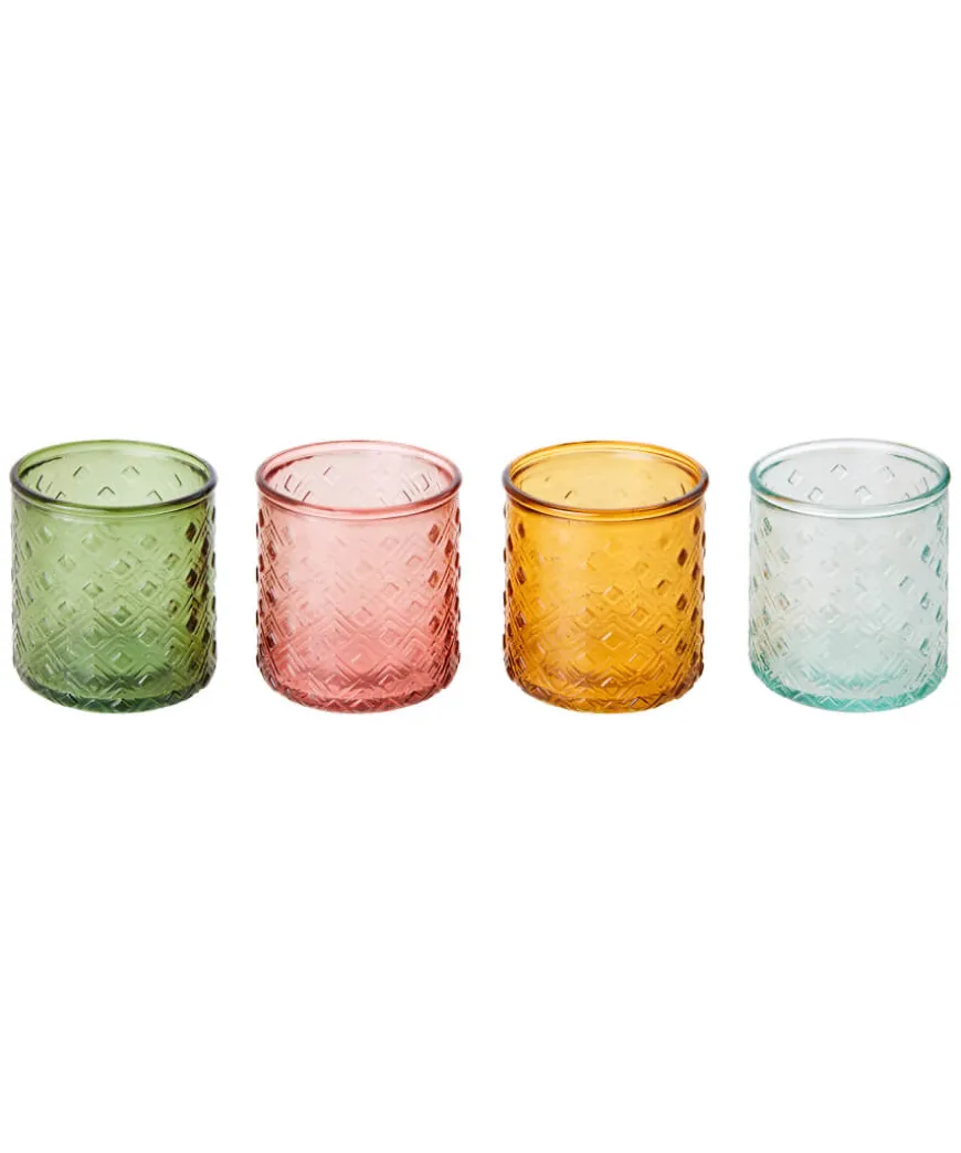 Pack Of 4 Recycled Glass Tealight Holders