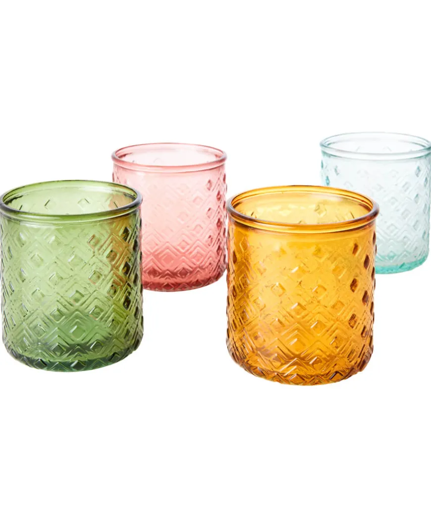 Pack Of 4 Recycled Glass Tealight Holders