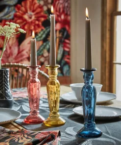 Pack Of 3 Recycled Glass Tall Candle Holders