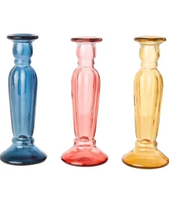 Pack Of 3 Recycled Glass Tall Candle Holders