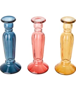 Pack Of 3 Recycled Glass Tall Candle Holders