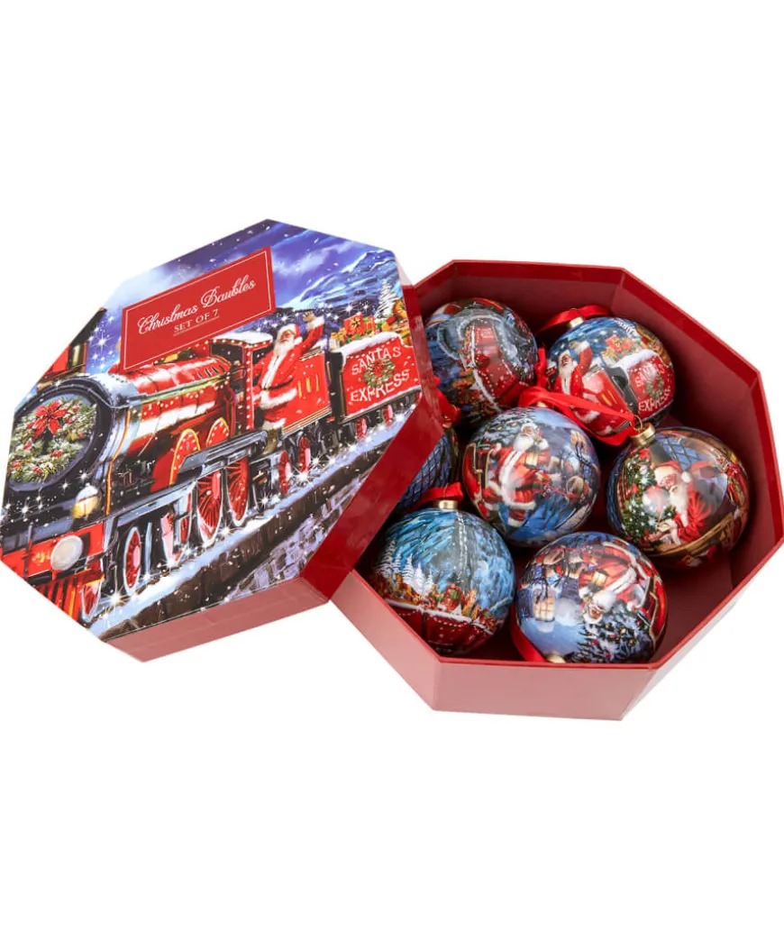 Pack Of 7 Traditional Christmas Baubles