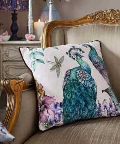 Poised Peacocks Reversible Cushion