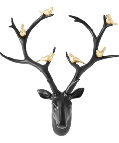 Rebel Deer Head With Gold Birds