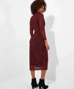 Ruched Front Button Through Mesh Dress