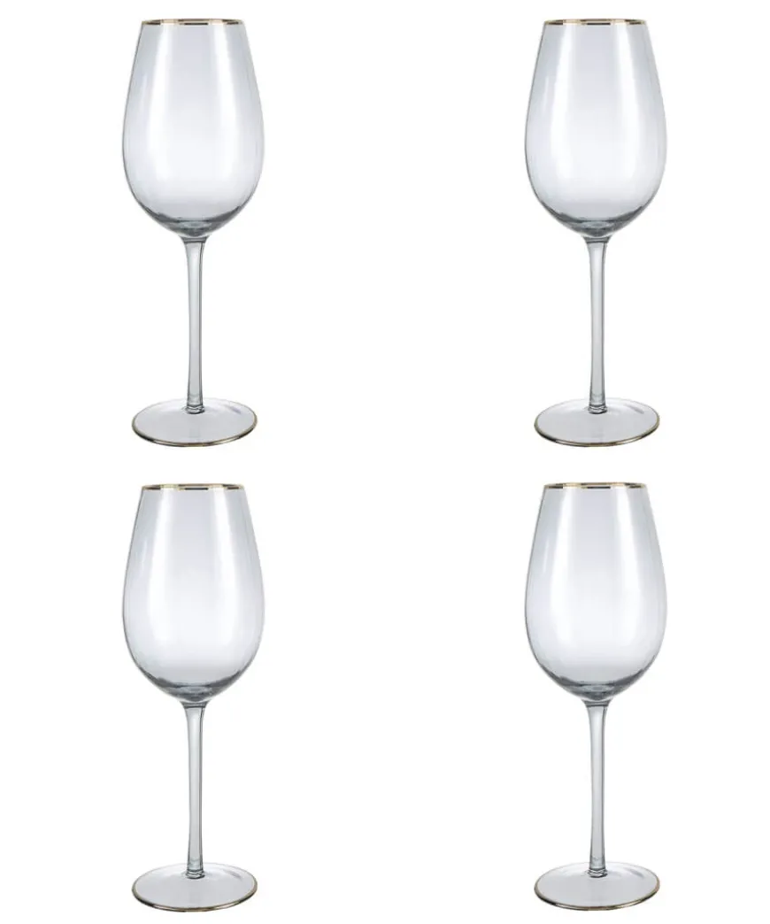 Set Of 4 Elegant Smokey Grey Glasses