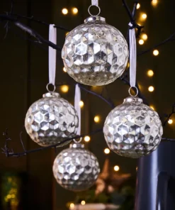 Set Of 4 Honeycomb Christmas Baubles