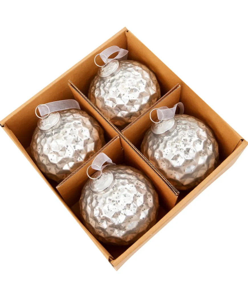 Set Of 4 Honeycomb Christmas Baubles