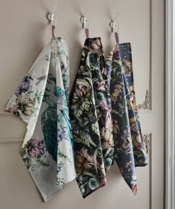 Set Of 3 Nouveau Print Teatowels