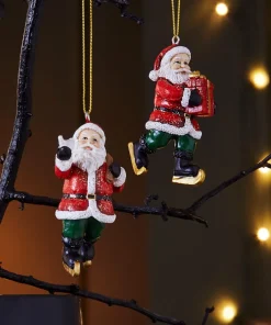 Set Of 2 Santa Christmas Baubles