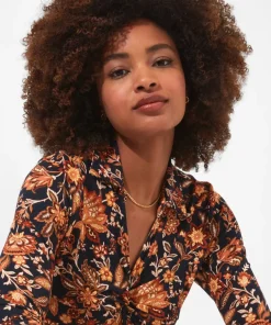 Twist Front Printed Jersey Top