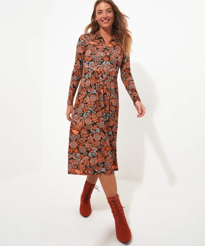 Zip Front Jersey Dress